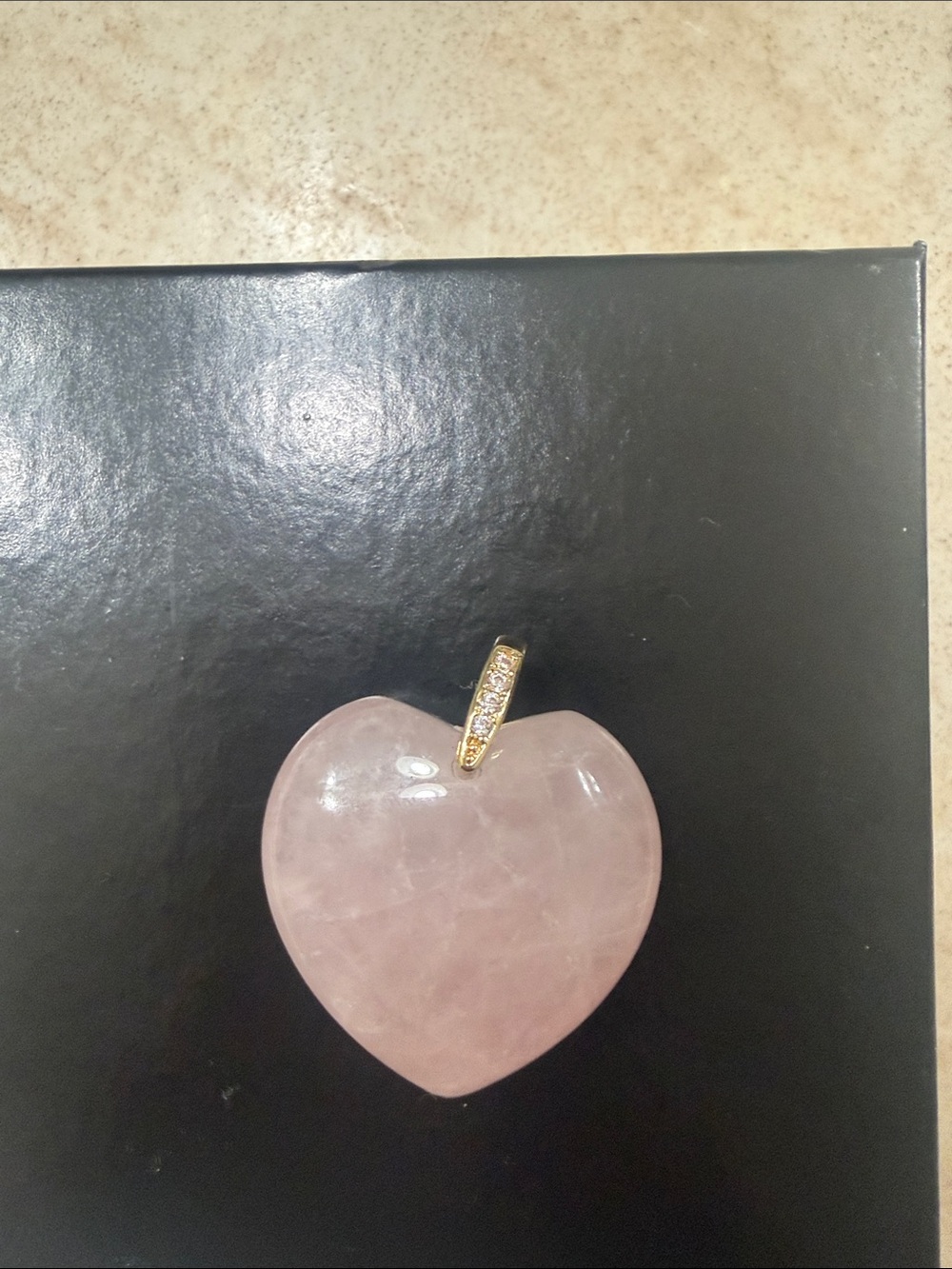 Rose Quartz Heart Pendant with Gold Accented Bail